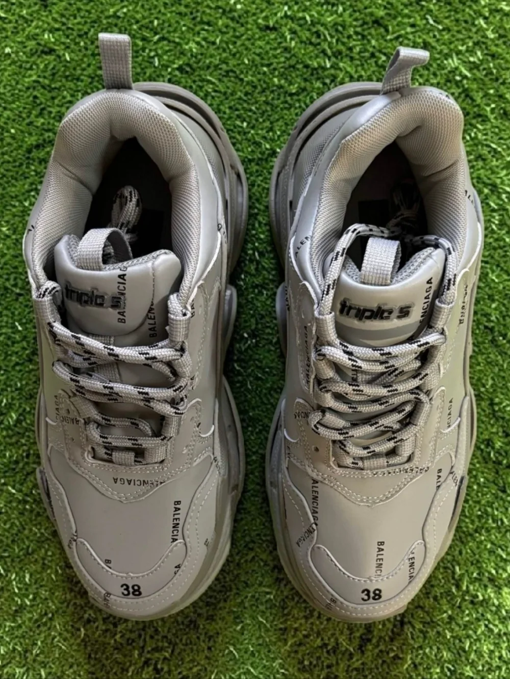 Balenciaga Triple S Logo Beige Sz M5/W8 New